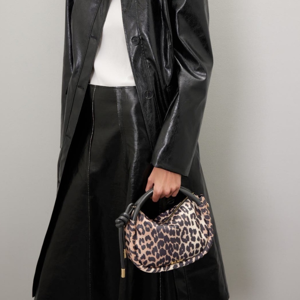 Ganni Leopard Print Mini Bag with Black Leather Straps and Gold Hardware - Picture 2 of 3